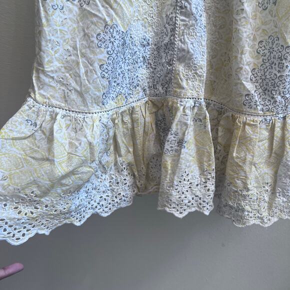 Rachel Zoe Yellow Embroidery Eyelet Lace Detail Cottage Core Boho Midi Dress M - Picture 3 of 6